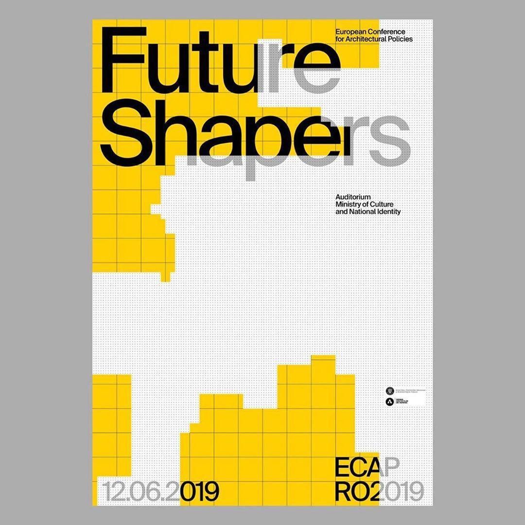 This design employs a clean, geometric layout dominated by high-contrast yellow and white, utilizing a subtle grid pattern to provide structure. The visual language is modern and academic, relying on strong typography to establish a professional and forward-thinking tone for the conference.