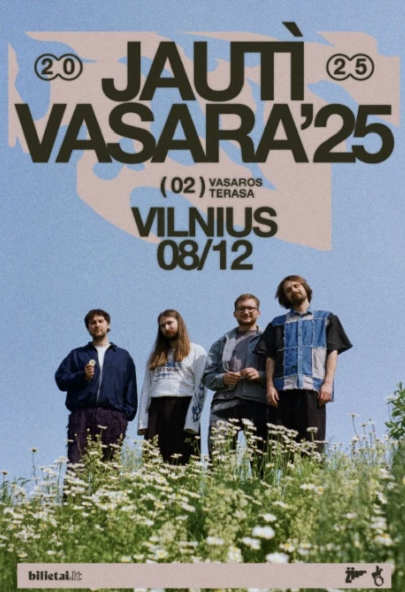 A contemporary music festival poster featuring bold, geometric typography overlaid on a candid photograph of four musicians standing in a wildflower field. The design combines modernist graphic elements with documentary-style photography, creating a raw yet polished aesthetic that appeals to indie and alternative music audiences.