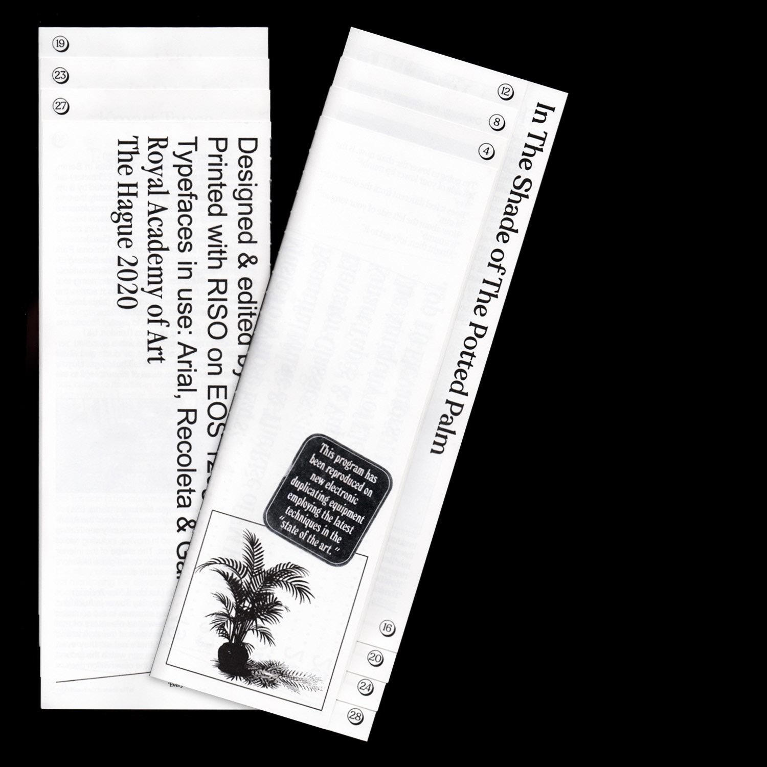 The image displays a clean, minimalist design featuring text and numbering on what appears to be a document or booklet. The visual language is academic and structured, relying heavily on white space and precise typography to convey information.