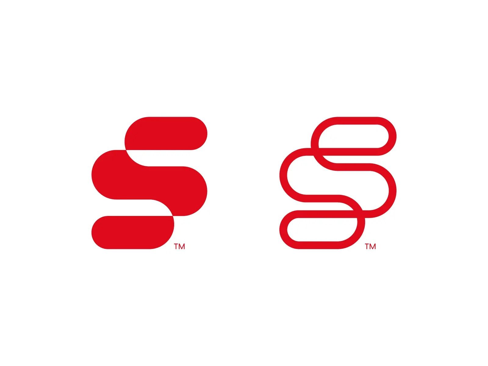 The image displays a clean, minimalist logo mark characterized by a bold, stylized letter 'S' rendered in solid red. The design utilizes smooth, continuous lines to convey a sense of fluidity and modern simplicity.