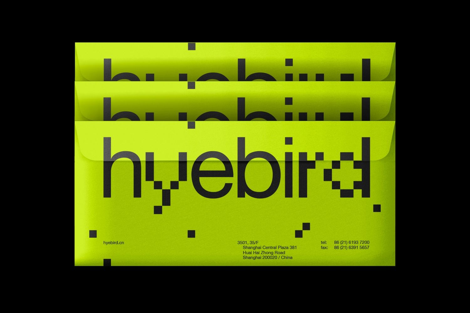 This design utilizes a striking, high-contrast palette of vibrant lime green and stark black to create a modern and energetic visual identity. The composition relies on bold, clean typography and subtle layering to establish a strong, professional brand presence.