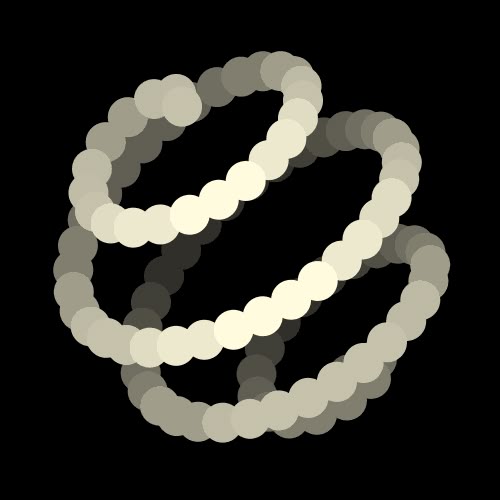 This image features a series of concentric, slightly irregular circular lines rendered in muted, earthy tones against a stark black background. The design relies heavily on texture and subtle tonal variation to create depth and rhythm.