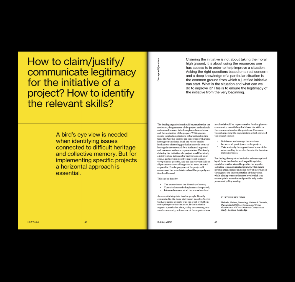 The design is highly functional and academic, employing a clean, minimalist layout dominated by black text on a white background. The visual language is serious and informative, prioritizing readability and clear hierarchical organization of complex textual content.