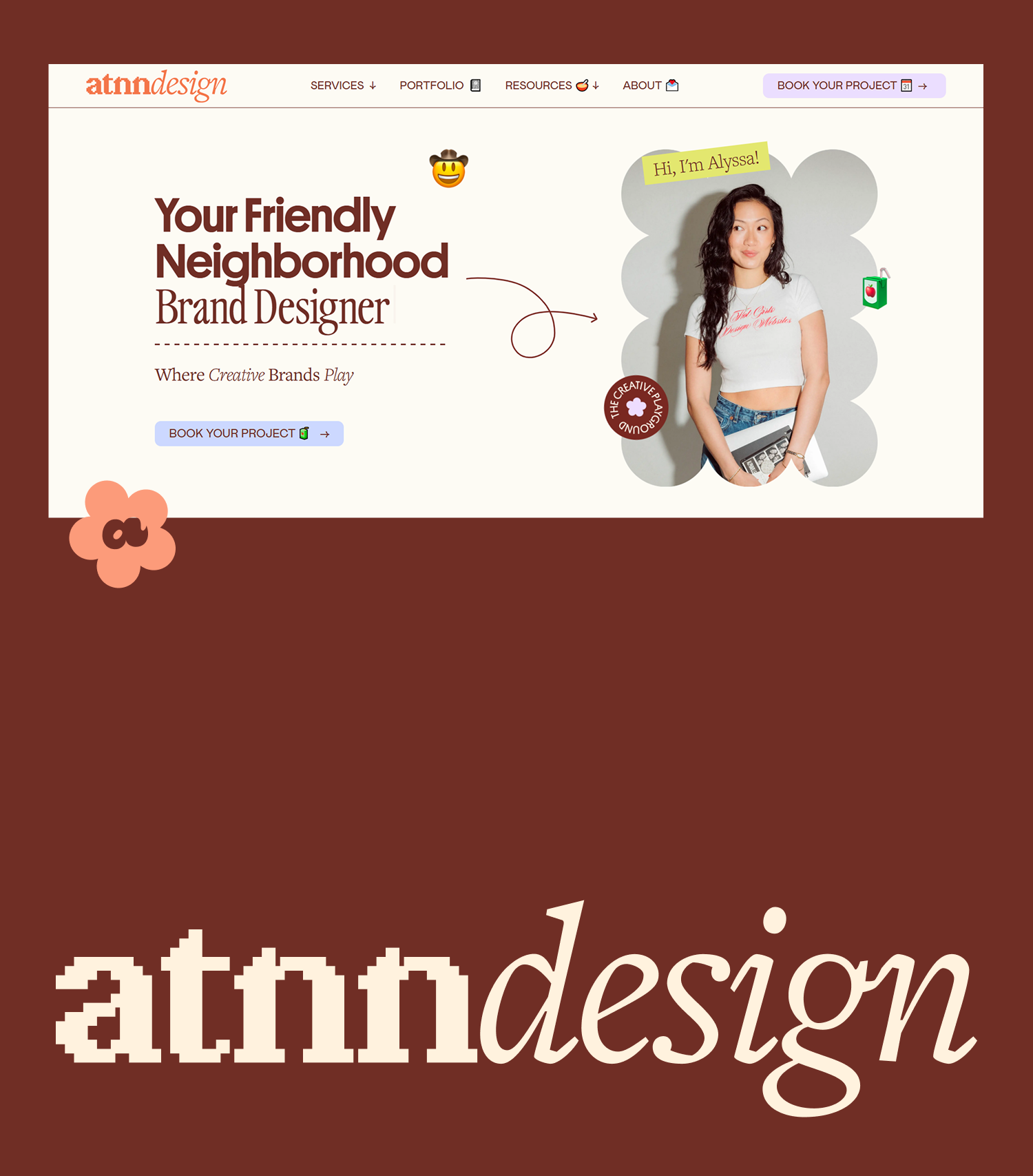 This is a clean, modern portfolio website design featuring a light background with dark text and subtle use of soft pastel shapes. The visual language is professional, friendly, and approachable, aiming to convey a sense of creative partnership.