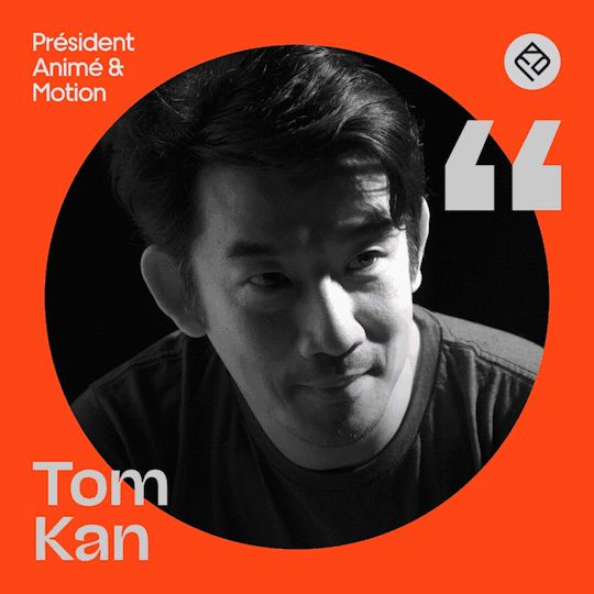 This design utilizes a high-contrast, bold color palette dominated by vibrant orange and deep black to create a striking visual identity. The composition is centered around a portrait, framed within a circular shape, lending a modern and professional feel to the presentation.