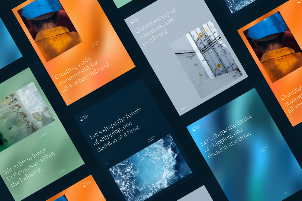 This image presents a modern, professional, and sophisticated visual collage featuring various informational or corporate-style layouts. The design relies heavily on clean lines, ample white space (or dark space), and a limited, muted color palette to convey trust and expertise.