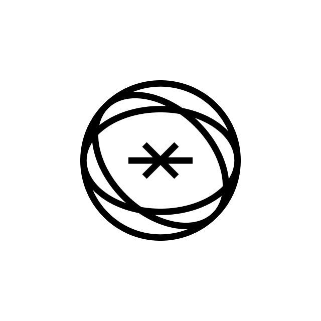 This is a minimalist, abstract graphic composed of concentric, intersecting lines forming a circular pattern. The design relies on negative space and line work to create a sense of motion or complexity within a simple geometric boundary.