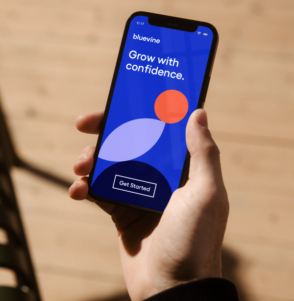 This is a clean, modern mobile app interface design featuring bold color blocking and clear typography to convey a message of growth and confidence. The visual language is minimalist yet engaging, using a vibrant blue as the primary anchor against white space.