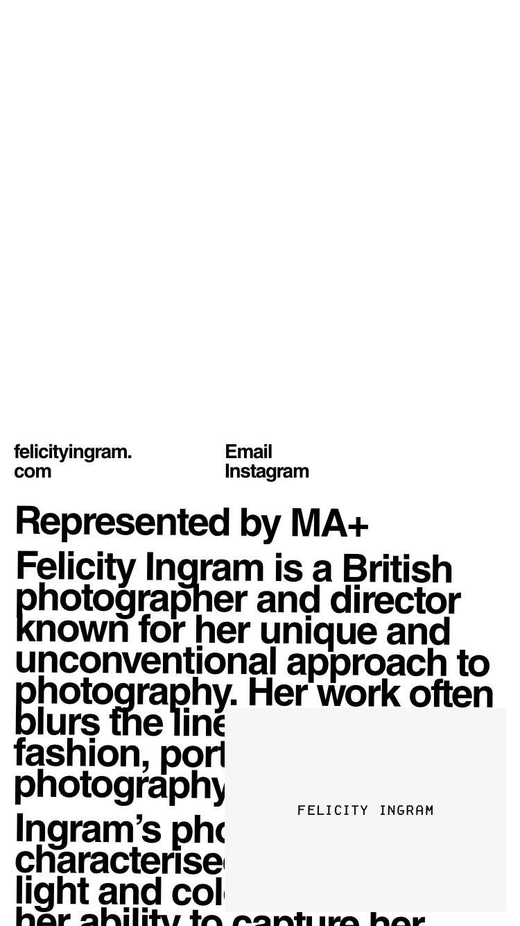 The image presents a stark, minimalist text block against a white background, suggesting a professional or portfolio introduction. The design relies heavily on clean typography to convey expertise in photography.