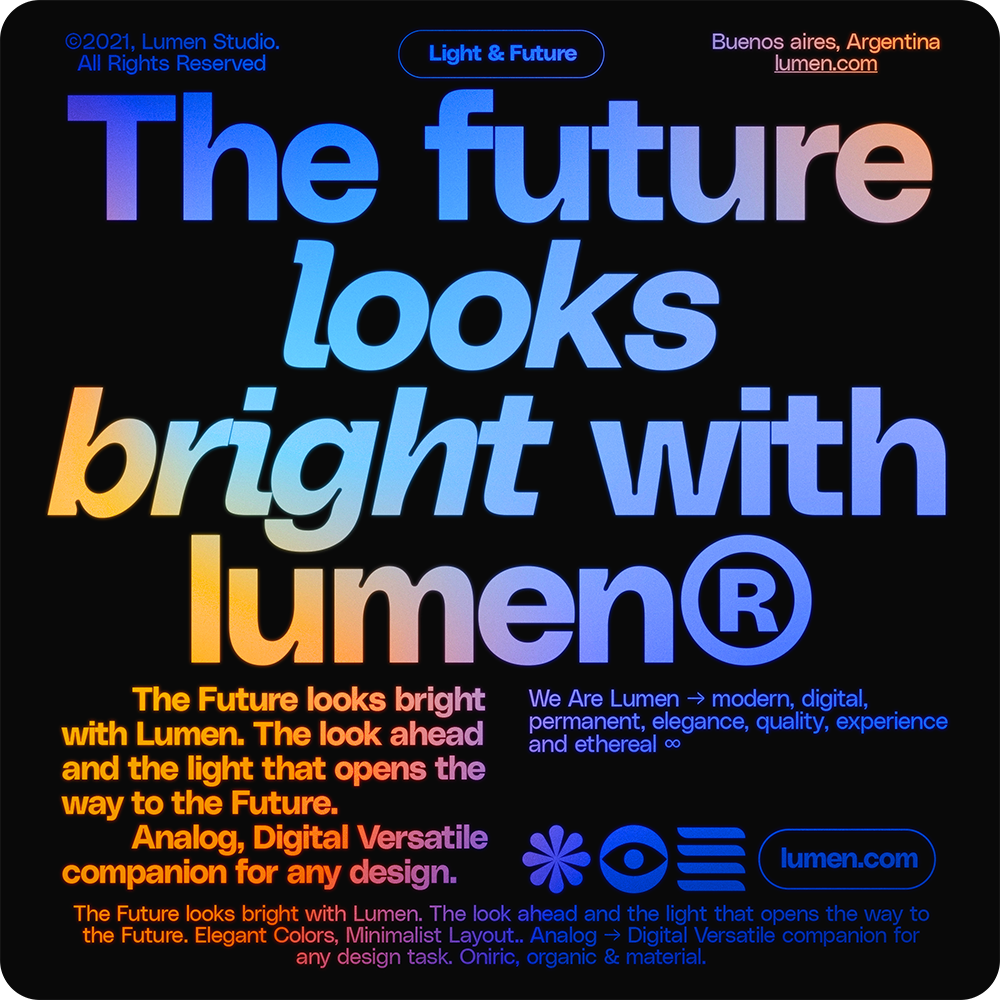 This graphic utilizes a vibrant, modern color palette and bold typography to convey a sense of optimism and technological advancement. The visual language is clean and energetic, effectively linking the concept of 'light' and 'future' with high-quality design.