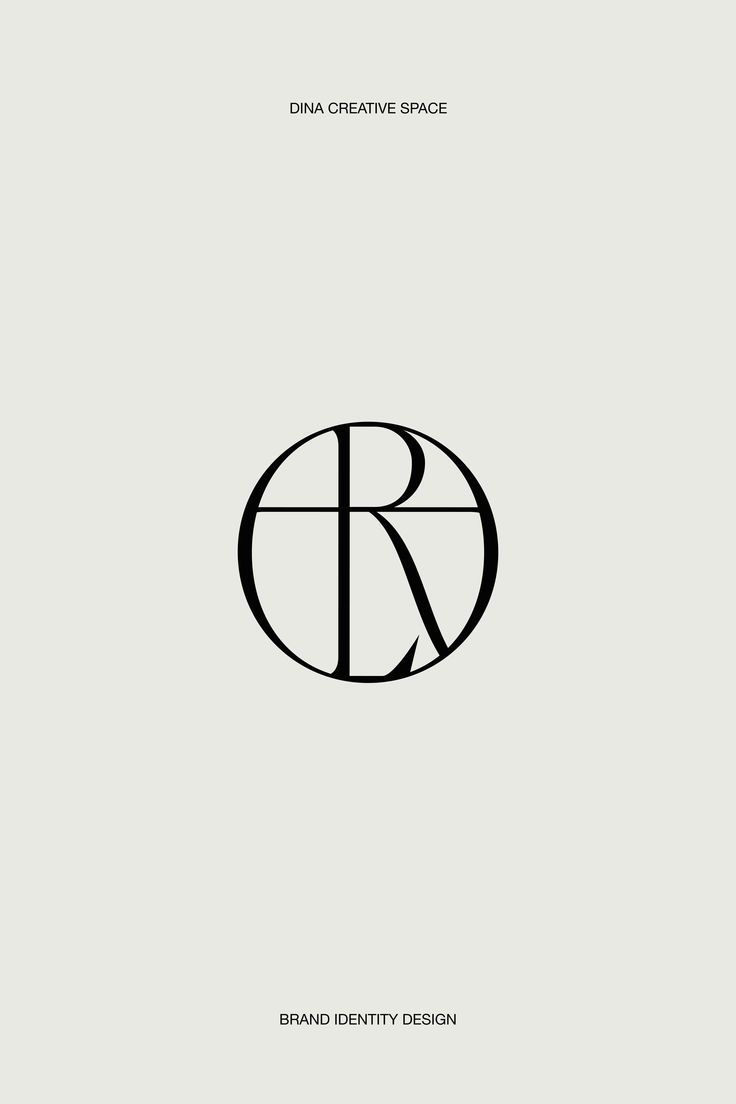A minimalist brand identity design featuring a geometric monogram with the letter 'R' enclosed within a circle, divided by clean linear segments. The design employs a sophisticated, contemporary aesthetic with high contrast between the bold black linework and neutral beige background, exemplifying modern logo design principles.
