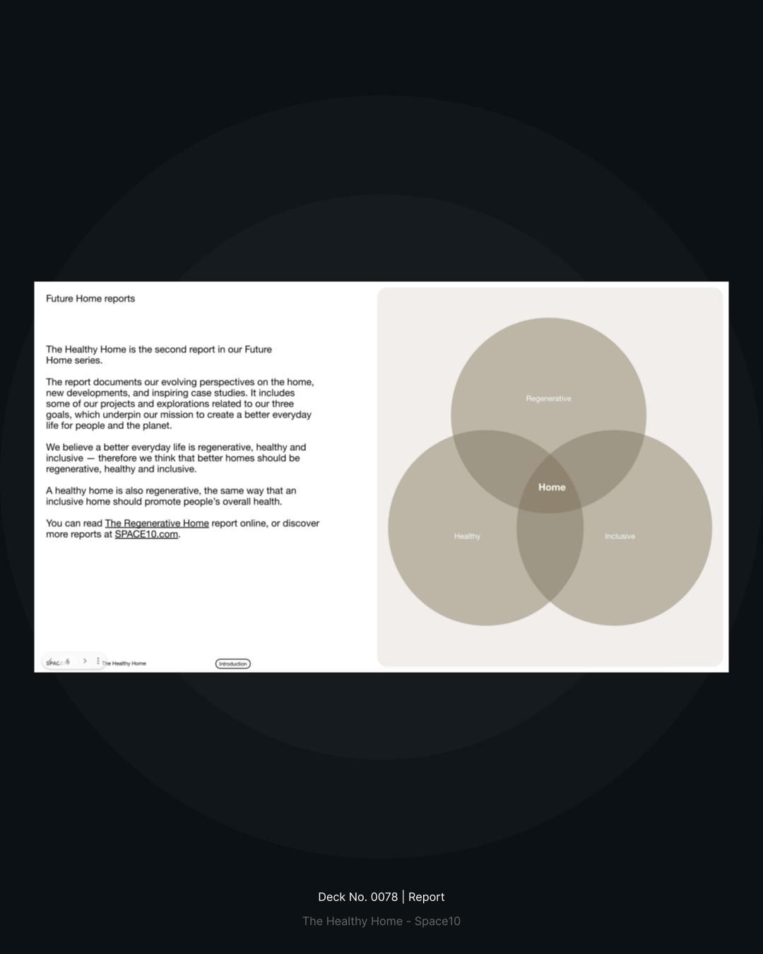 A minimalist report layout featuring a Venn diagram visualization with overlapping circles in muted earth tones. The design combines clean typography on the left with a sophisticated data visualization on the right, creating a balanced and professional presentation of interconnected concepts.
