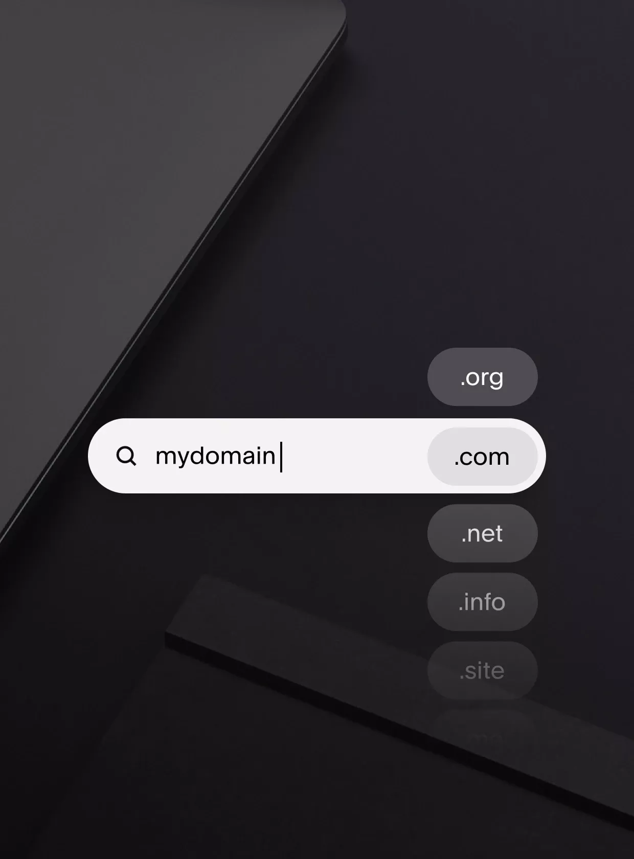 This design utilizes a stark, high-contrast dark mode aesthetic to create a professional and sleek user interface. The visual language is dominated by clean lines and ample negative space, emphasizing functionality and clarity. It successfully conveys a modern, technical feel suitable for digital services.