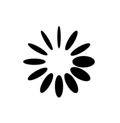This is a high-contrast, minimalist graphic featuring a stylized sunburst or starburst pattern composed of sharp, elongated shapes radiating from a central point. The design utilizes strong geometric principles to create a sense of energy and focus against a stark white background.