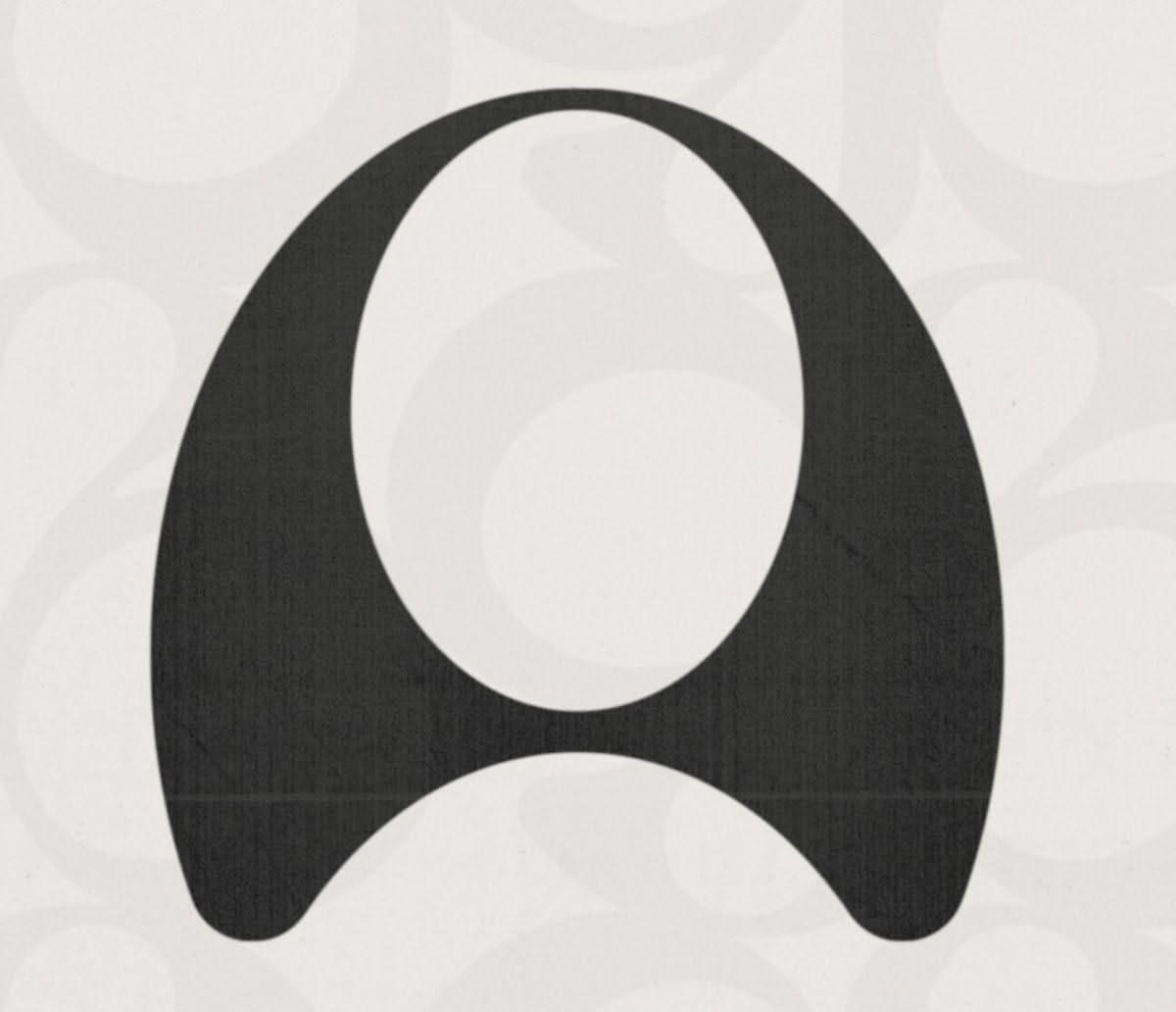 A minimalist geometric logo featuring a bold, symmetrical shape with negative space creating an abstract letter 'A' or stylized symbol. The design uses high contrast between dark charcoal and light cream, with subtle textured backgrounds suggesting a modern, professional aesthetic.