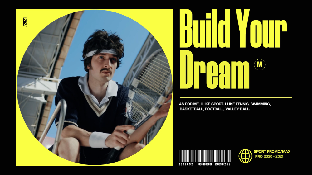 This is a high-contrast, energetic promotional graphic utilizing a bold color block to highlight an athletic subject. The design employs strong typography and a clean photographic element to convey enthusiasm and action.