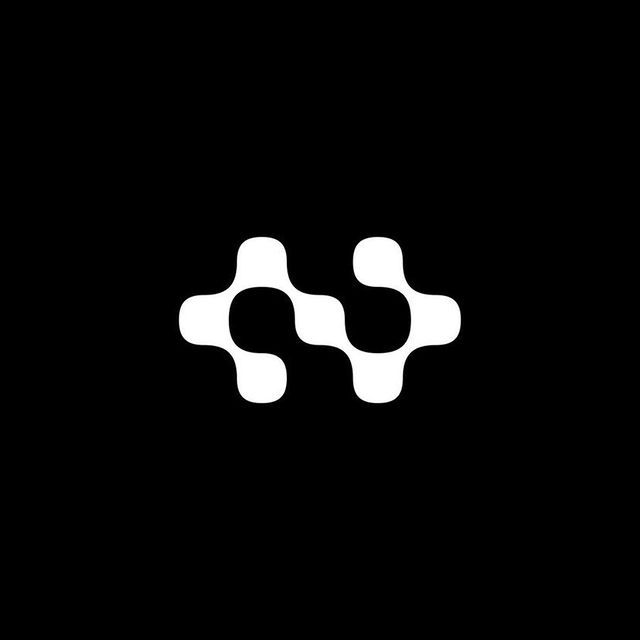 This is a minimalist, abstract logo design featuring a stylized lowercase 'n' formed by negative space and solid white shapes. The design relies heavily on clean lines, smooth curves, and the interplay between positive and negative space to create a modern and sophisticated visual identity.