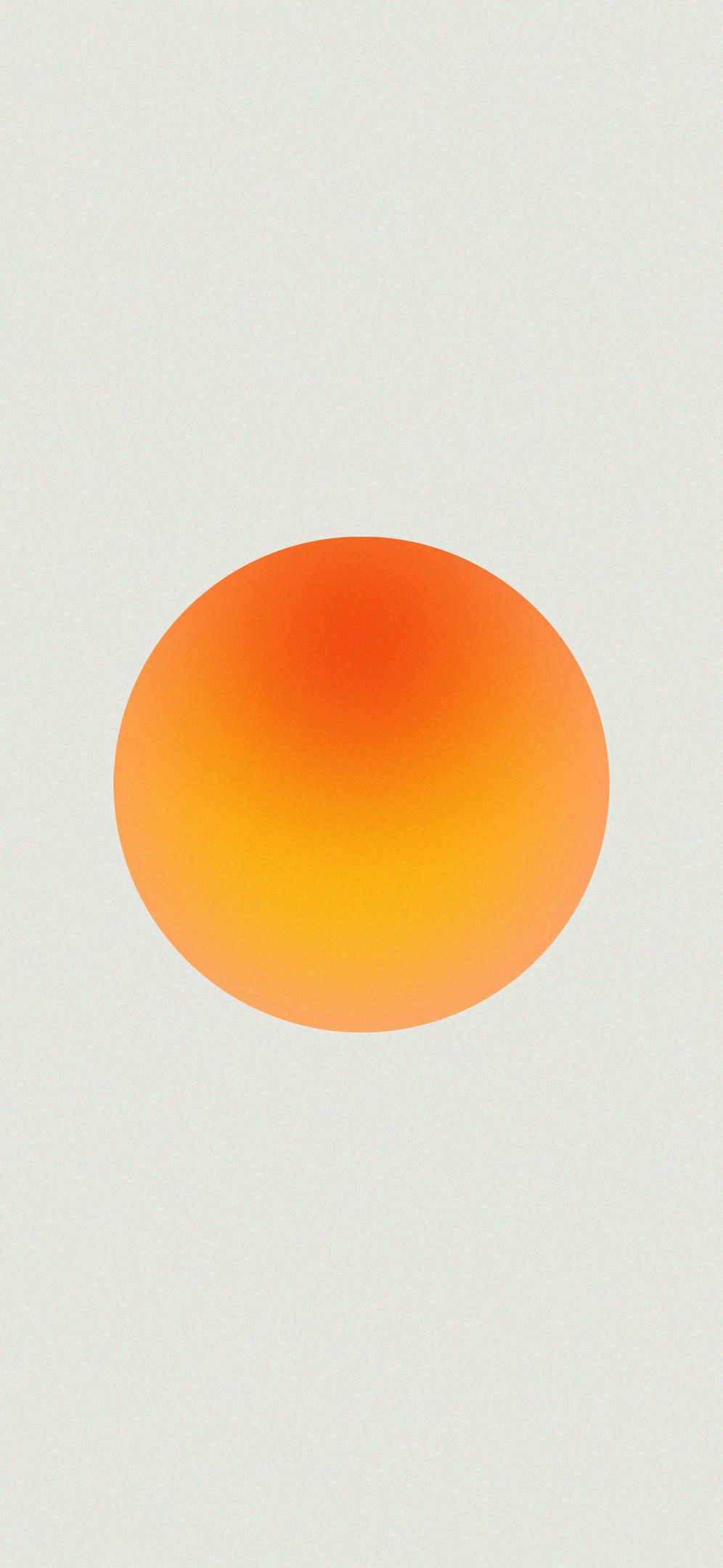 This design utilizes a simple, warm color gradient within a perfect circular form to create a soft and inviting visual. The aesthetic is clean, minimalist, and relies heavily on the interplay between the vibrant orange tones and the muted gray background. The overall feel is serene and organic.