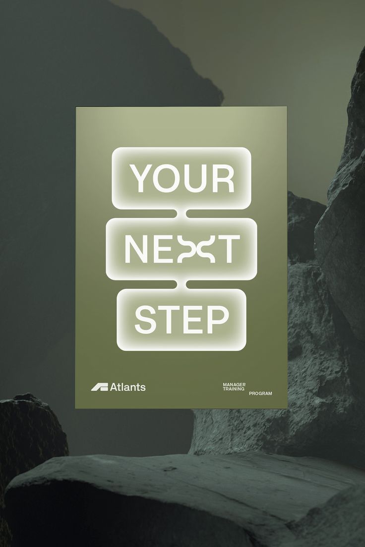 This design utilizes a sophisticated contrast between rough, natural textures and clean, modern typography. The layout is minimalist and centered, guiding the viewer's eye directly to the instructional text against a muted, earthy backdrop. The overall visual language is grounded and professional, suggesting growth and direction.