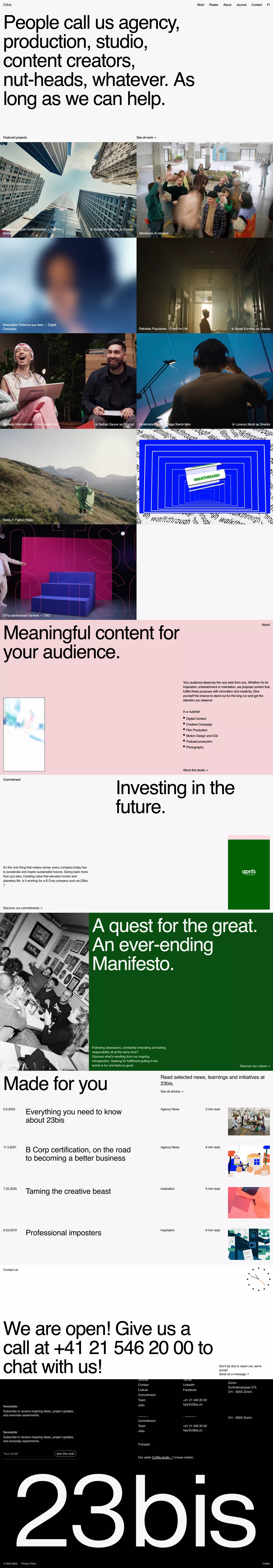 The image presents a diverse collage of photographic and graphic elements, suggesting a portfolio or creative agency website. The design mixes moody, atmospheric photography with clean, modern typography and structured layouts to convey a sense of professional creativity.