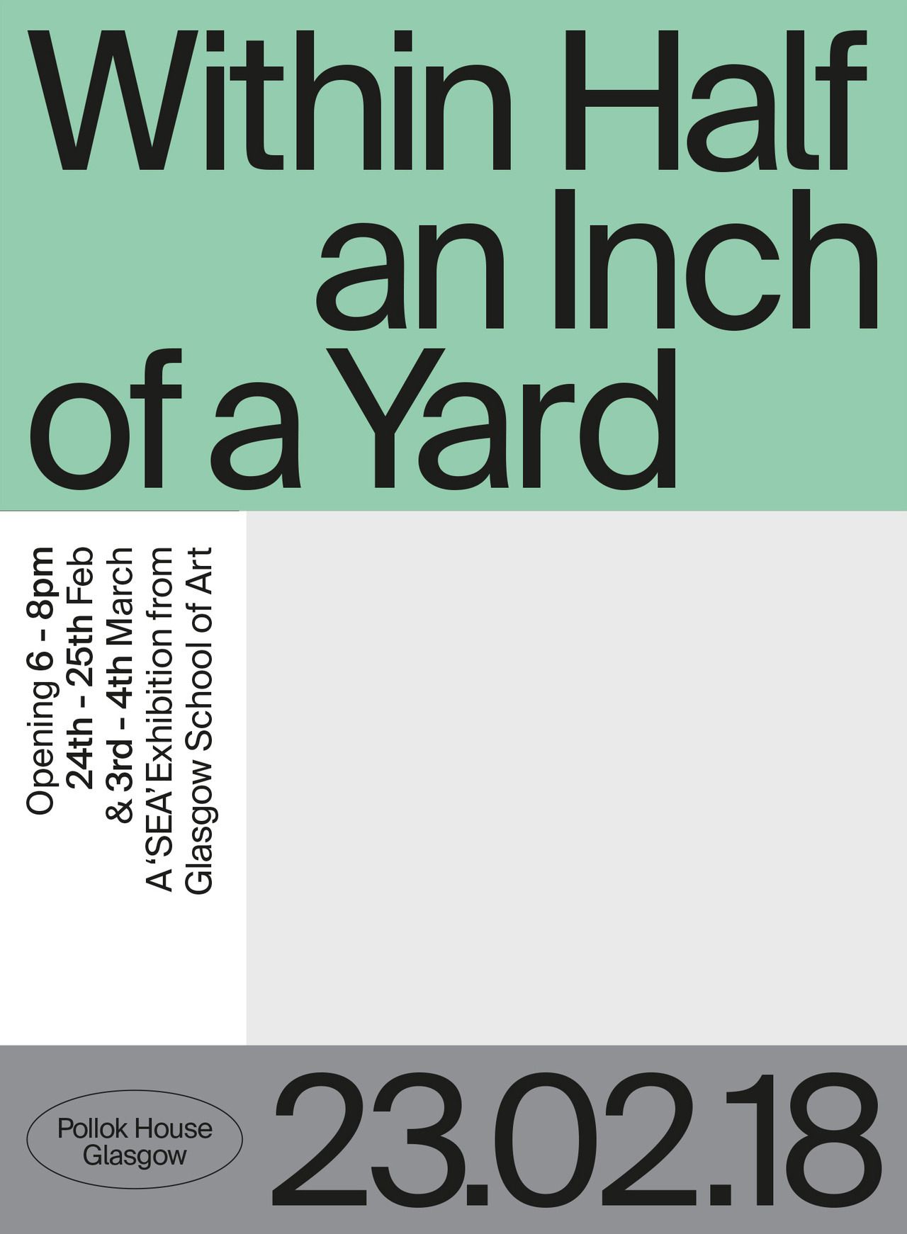 This design employs a clean, minimalist approach, relying heavily on negative space and strong typographic hierarchy to present event information. The visual language is crisp and professional, using a restricted color palette to draw attention directly to the core message.