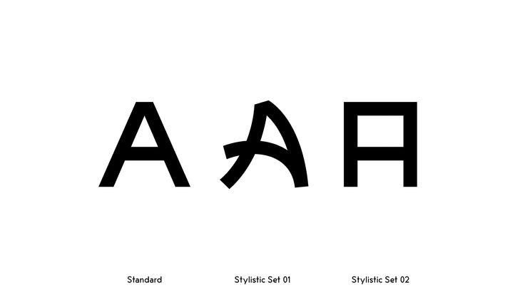 This image presents a minimalist and stark typographic exploration of the letter 'A', showcasing variations in stroke weight and form. The design relies on clean, geometric shapes to create a subtle yet distinct visual hierarchy between the three presented styles.