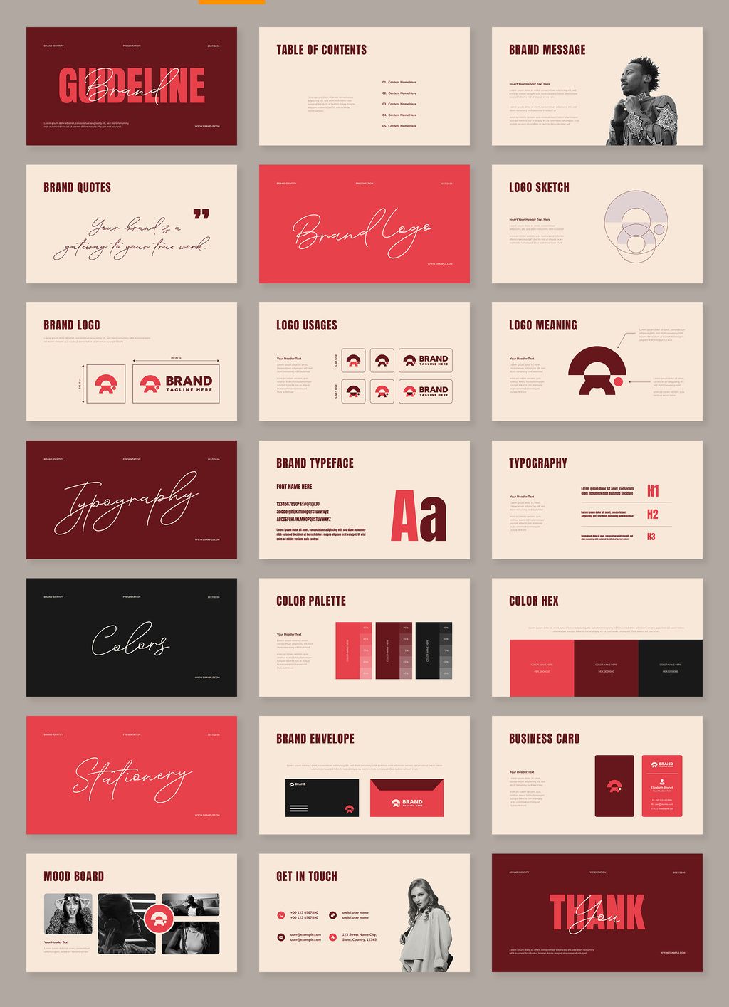 This image functions as a comprehensive visual research board, showcasing a wide range of professional branding templates and design assets. The overall visual language is highly structured, relying on strong typographic hierarchy, high contrast, and minimalist composition to convey a sophisticated, corporate feel.