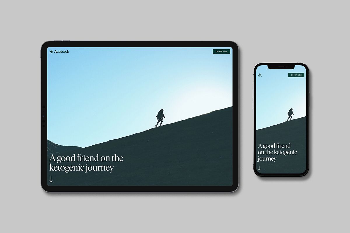 This visual features a clean, modern interface design promoting a wellness journey, utilizing strong negative space and subtle tonal variations. The visual language is minimalist and serene, effectively conveying a sense of calm and focused aspiration.