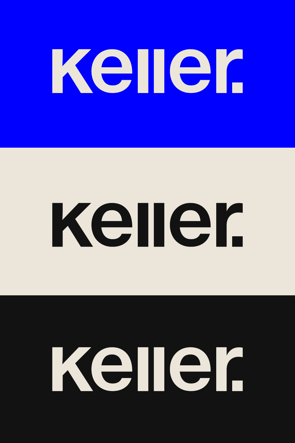 The image presents a minimalist and stark design utilizing a monochromatic color scheme across three distinct horizontal bands. The typography is clean, modern, and sans-serif, emphasizing clarity and a premium, understated brand identity.