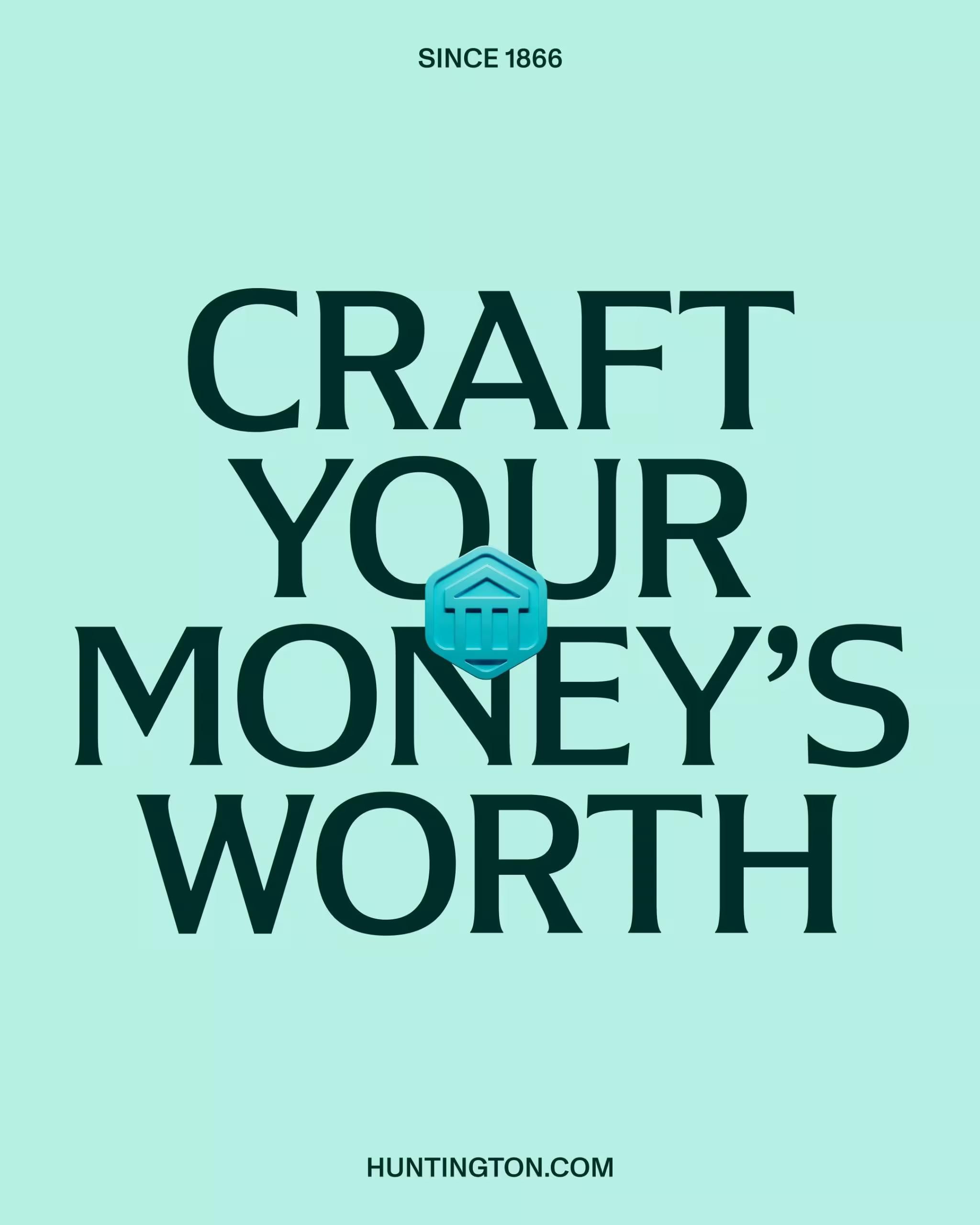 This design features a clean, minimalist aesthetic using a soothing teal and green palette to convey trust and stability. The layout is balanced, utilizing generous negative space to emphasize the core message about crafting one's monetary worth. The overall feel is professional, established, and serene.