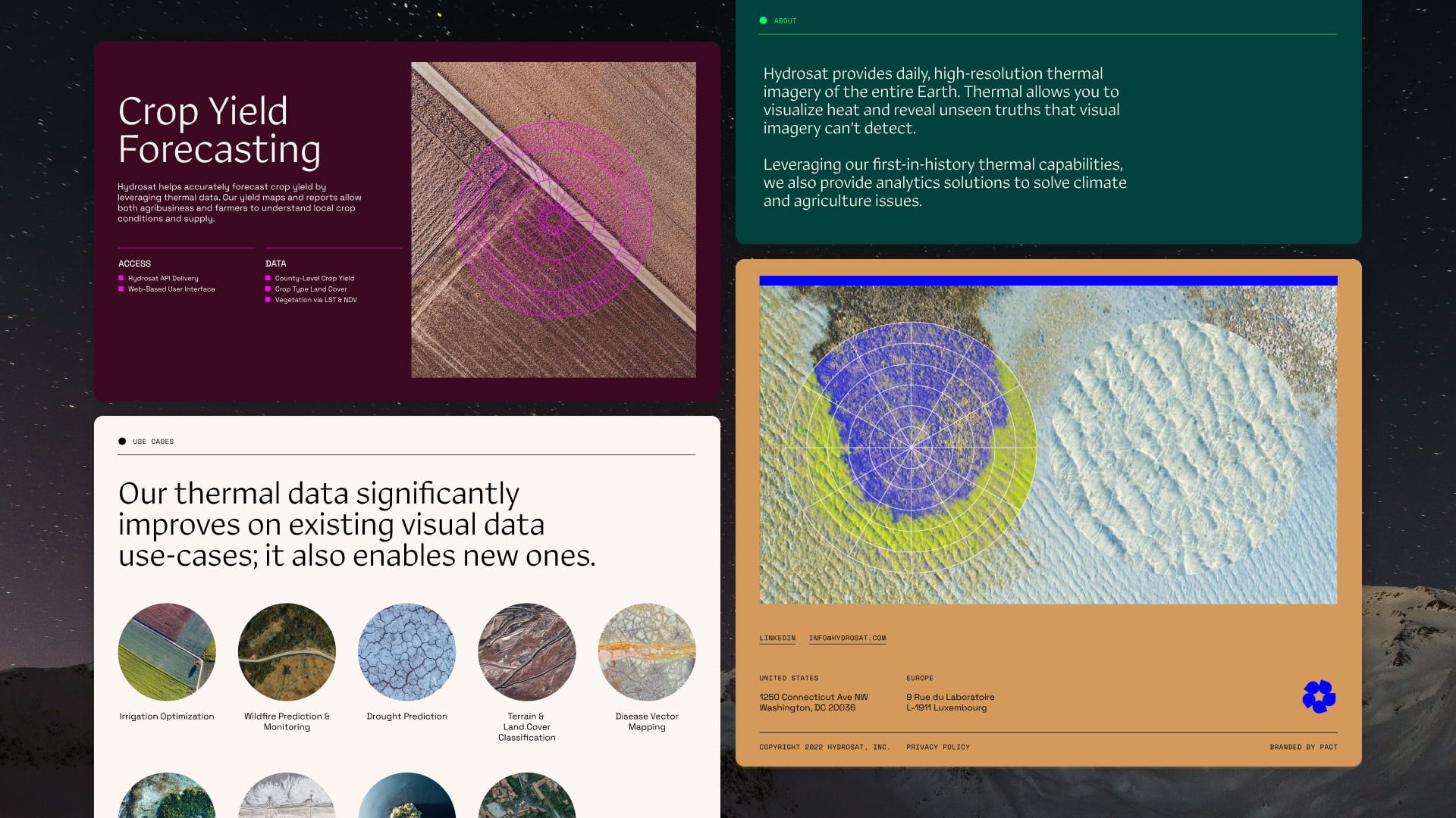 The design employs a sophisticated dark mode interface, utilizing clean lines and structured panels to present complex scientific data. The visual language is highly technical and professional, focusing heavily on clarity and the integration of detailed visualizations.