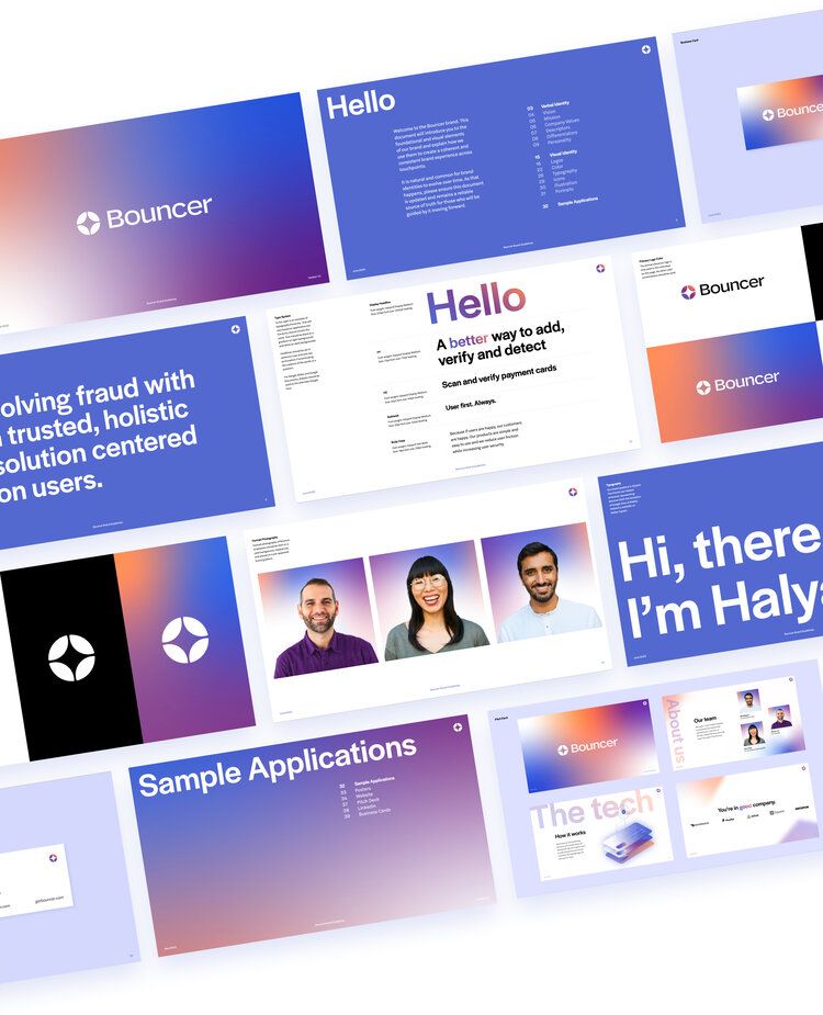 This interface showcases a modern, professional design utilizing vibrant gradients and clean typography to convey trust and innovation. The visual language is highly structured, employing modular cards and clear spatial hierarchy to guide the user through complex information effectively.