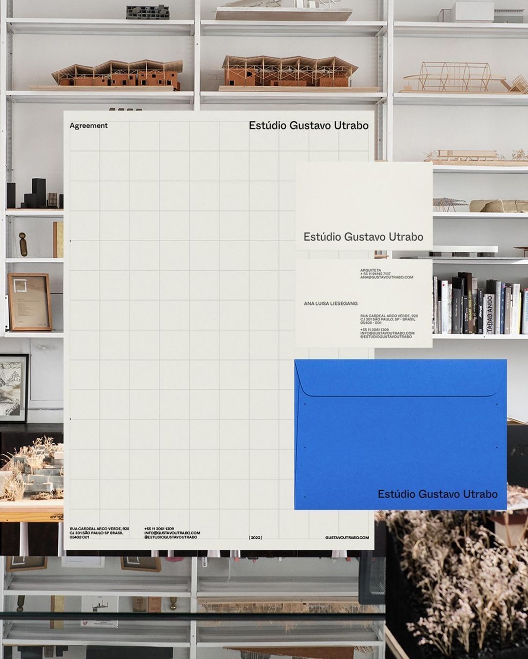 The image presents a clean, minimalist layout typical of an agreement or formal document template, utilizing ample white space and subtle grid lines to convey professionalism and order. The design relies heavily on typography and structured placement to organize information clearly.