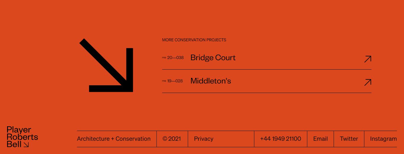 The design employs a bold, high-contrast aesthetic dominated by a warm orange hue and stark black typography. It establishes a professional and grounded tone through strong horizontal structuring and clear information hierarchy.