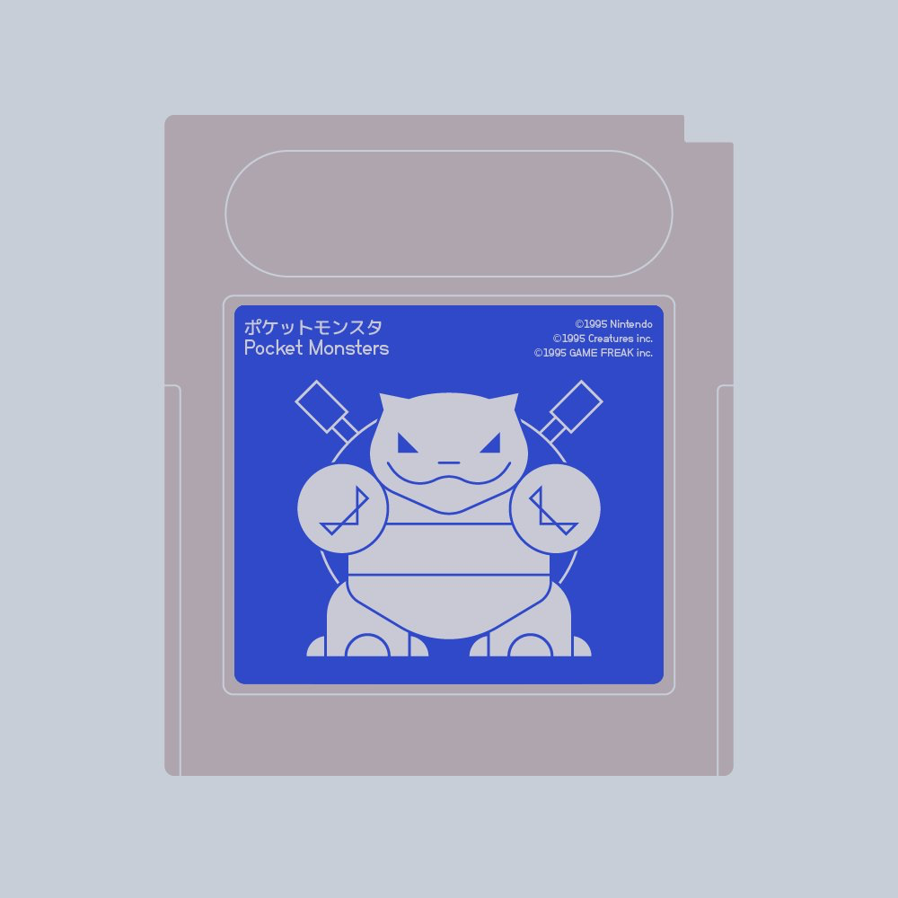 The image presents a clean, stylized card design typical of trading card games or collectible items. It features a central illustration of a monster character set against a solid blue background, framed within a muted, light gray border.